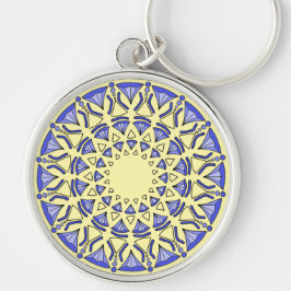 Mandala Keychain Rund Silverfärgad Nyckelring