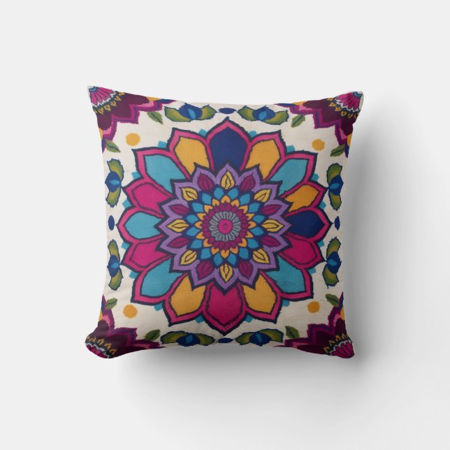 Mandala Kilim Lumbar Pillows: Bohemian Flair Kudde (Framsida)