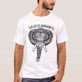 Mandala konst rädda elefanter t shirt