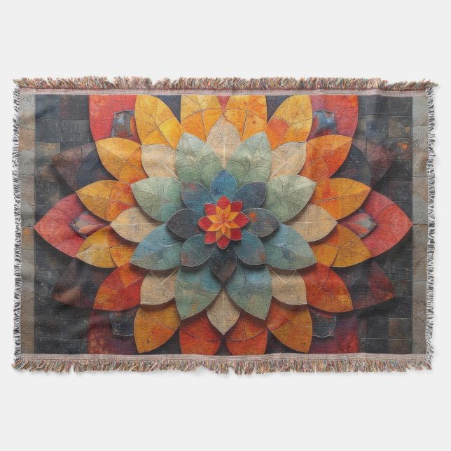 Mandala konst Texturerad blomma Filt (Framsidan)