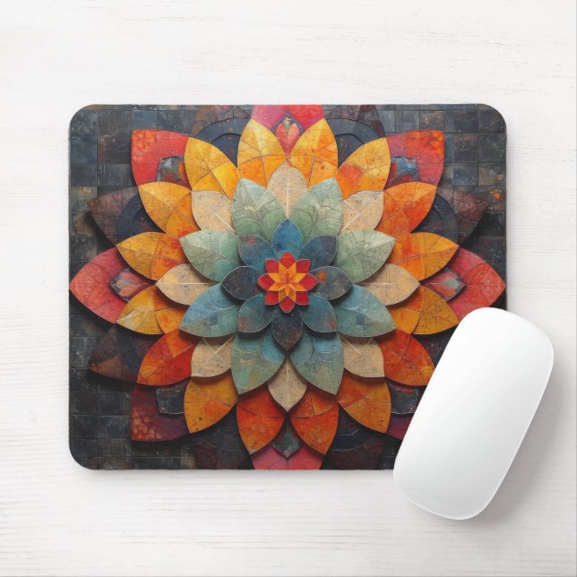 Mandala konst Texturerad blomma Musmatta (Med mus)
