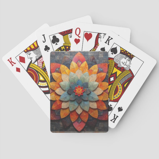 Mandala konsts texturerad blomma casinokort (Baksidan)