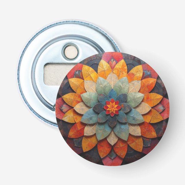 Mandala konsts texturerad blomma flasköppnare (Framsidan)