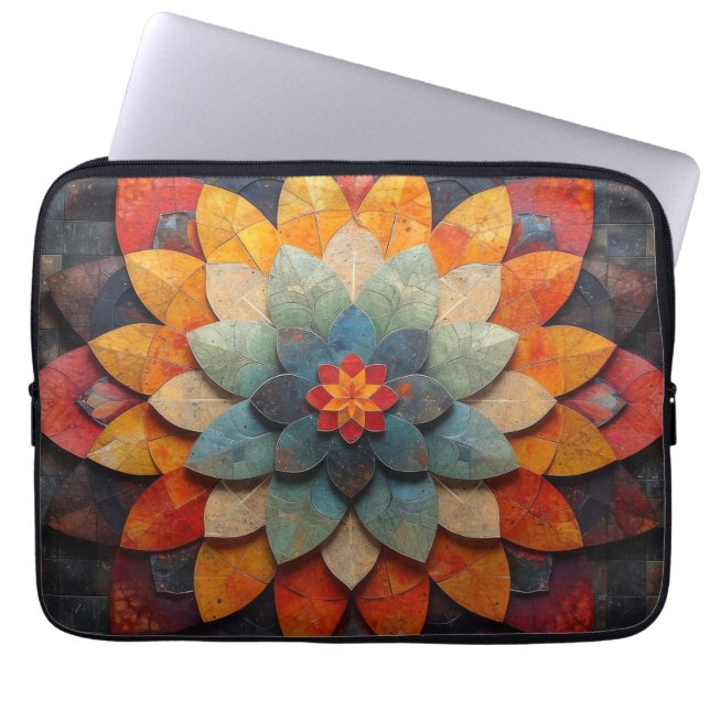 Mandala konsts texturerade blomma laptop fodral (Framsidan)