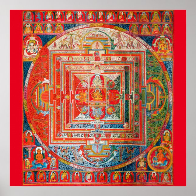 Mandala Kosmisk Diagram för Meditation Poster (Framsidan)
