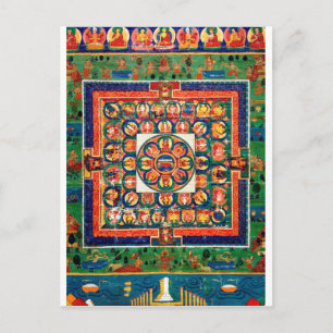 Mandala Kosmisk Diagram för Meditation Vykort