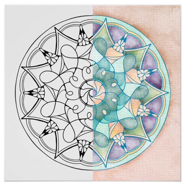 Mandala Large Vuxen Coloring Poster (Sampe colored mandala)