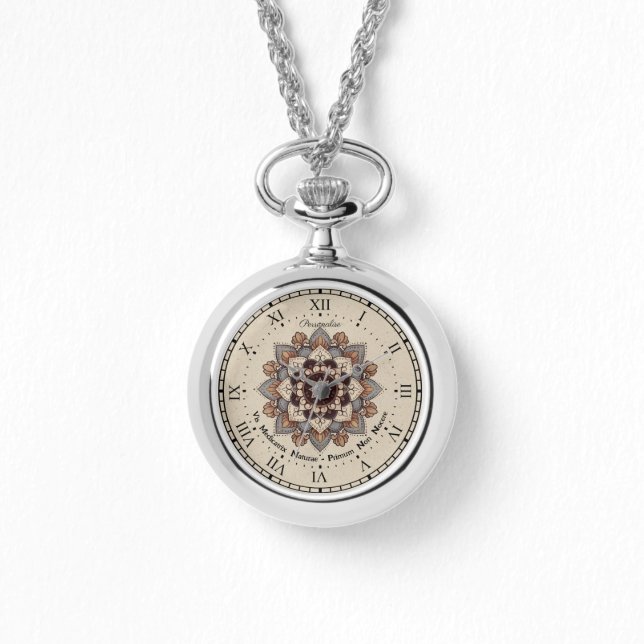 Mandala Latin Hippocrates Quote Necklace Eatch Armbandsur (Framsida)