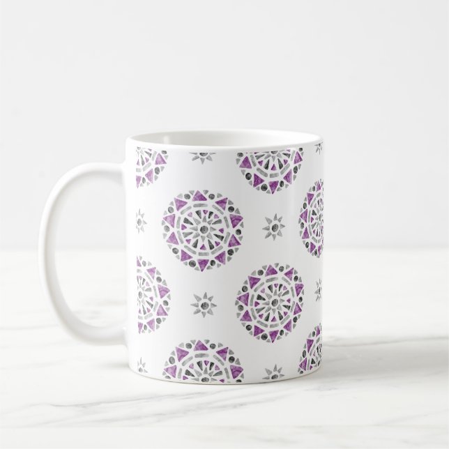 Mandala Lila Grått Black Ace Asexuellt Pride Flagg Kaffemugg (Vänster)