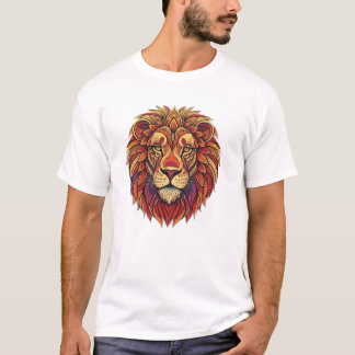 Mandala Lion Head Colorful Ornate Tribal Art Boho  T Shirt