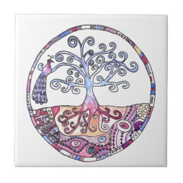 Mandala - livets träd i paradis kakelplatta