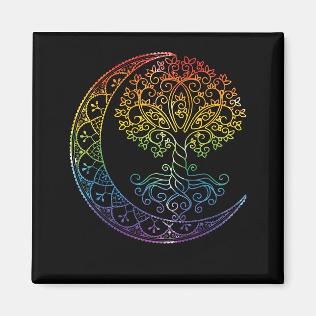 Mandala Livets träd Tattoo Stil Magnet (Framsidan)