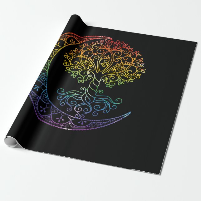 Mandala Livets träd Tattoo Stil Presentpapper (Utrullad)