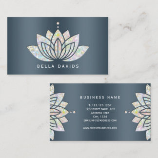 Mandala Lotus Blommig Yogalärare Blå Teal Visitkort