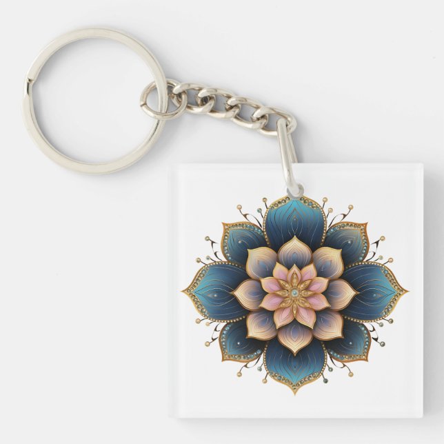 Mandala Lotus Flower med mousserande kristallaler (Framsidan)