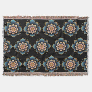 Mandala Lotus Flower med mousserande kristallaler Filt