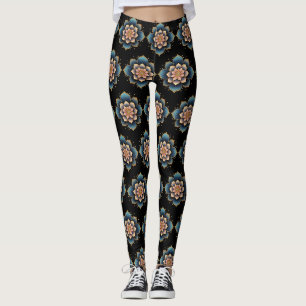 Mandala Lotus Flower med mousserande kristallaler Leggings