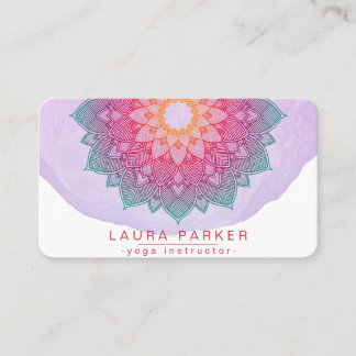 Mandala Lotus Flower Yoga Rosa Holistic Business C Visitkort