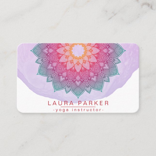 Mandala Lotus Flower Yoga Rosa Holistic Business C Visitkort (Framsida)