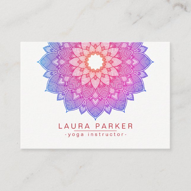 Mandala Lotus Flower Yoga Rosa Holistic Visitkort (Framsida)