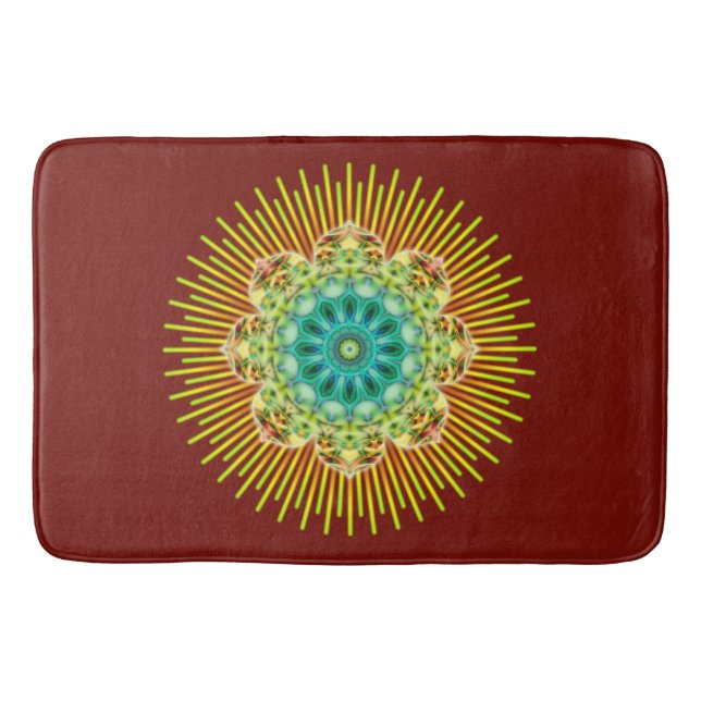 Mandala Lotus gult grönt + backgr. & idéer Badrumsmatta (Framsidan)