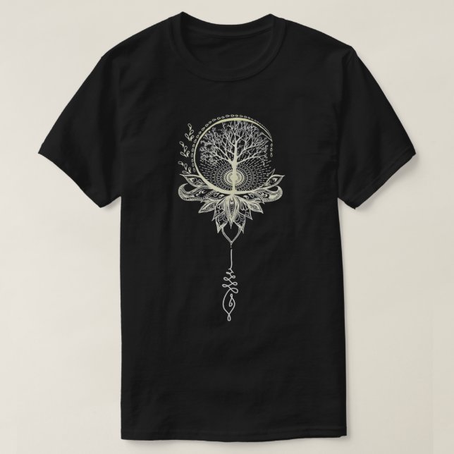 Mandala Lotus Unalome Livets träd Tanktop T Shirt (Design framsida)