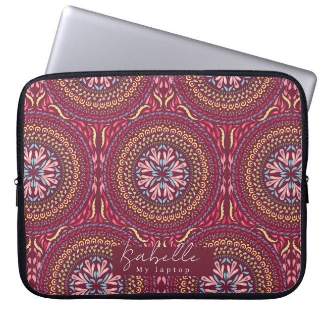 Mandala Magenta Laptop Fodral (Framsidan)