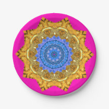 Mandala Magic Blue & Guld på Fuchsia