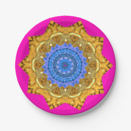 Mandala Magic Blue & Guld på Fuchsia