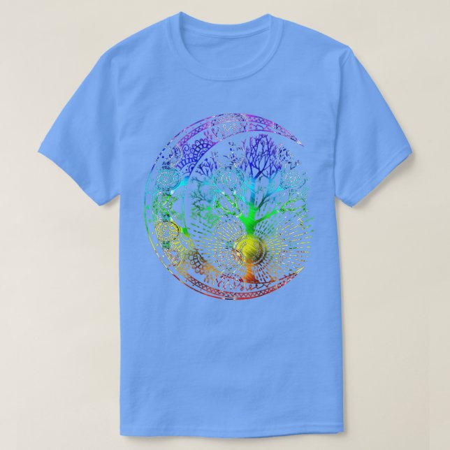Mandala Måne Chakra Livets träd T Shirt (Design framsida)