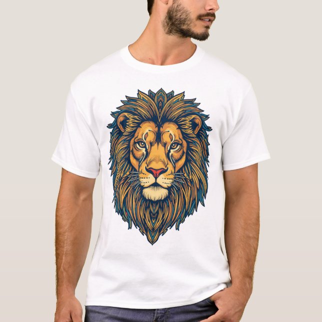 Mandala Mane Lion T Shirt (Framsida)