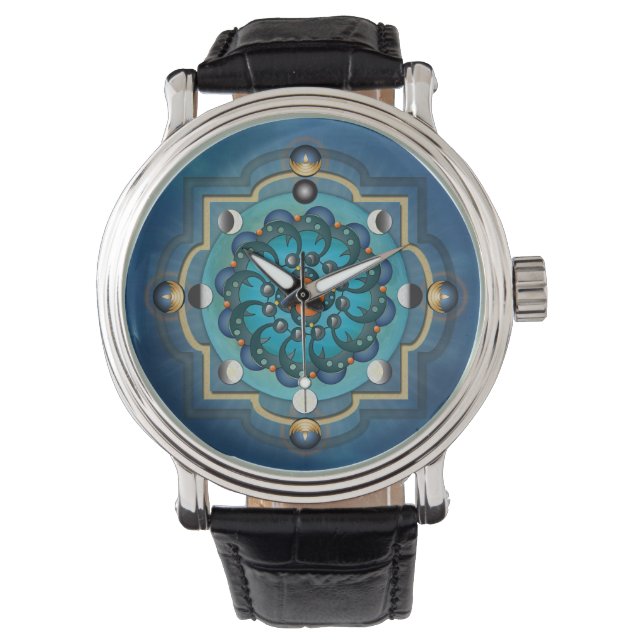 Mandala Måne Phases Watch Armbandsur (Framsida)