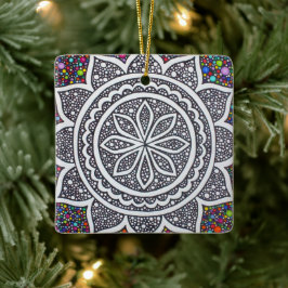Mandala med bubblor julgransprydnad keramik