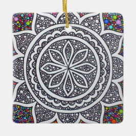 Mandala med bubblor julgransprydnad keramik