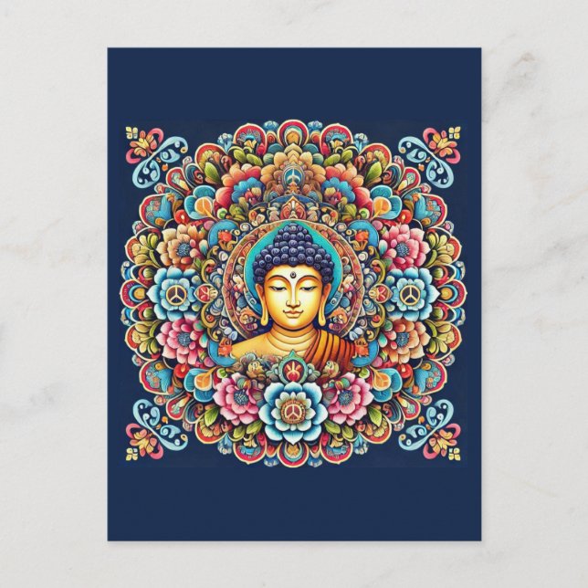 Mandala med buddha vykort (Framsida)