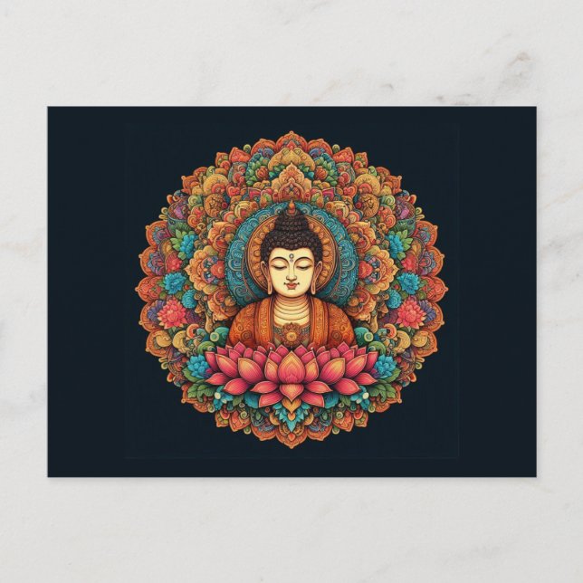 Mandala med buddha vykort (Framsida)