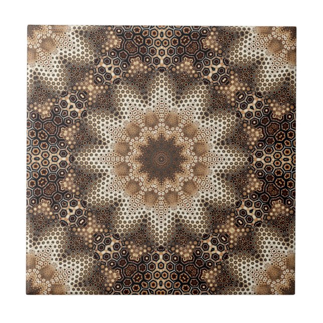 Mandala med hexagonala element kakelplatta (Framsidan)