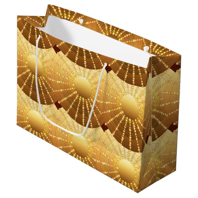 Mandala med stjärnor - guld- satänglutning (Framsidan Vinklad)