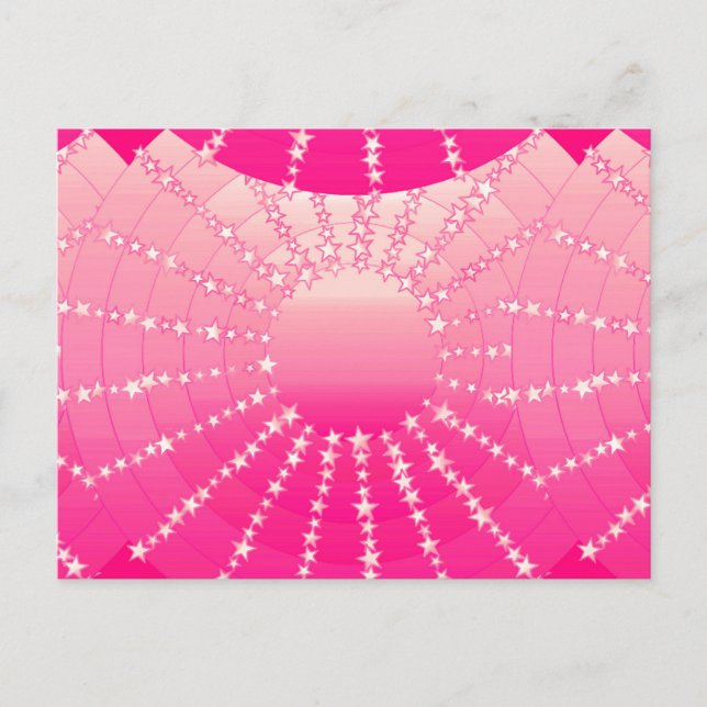 Mandala med stjärnor - rosa & fuchsia satängradien vykort (Framsida)