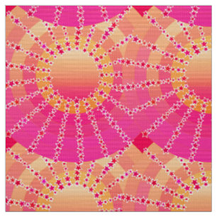 Mandala med stjärnor - rosa- och korallatgradient tyg