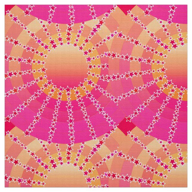 Mandala med stjärnor - rosa- och korallatgradient tyg (Provkarta)