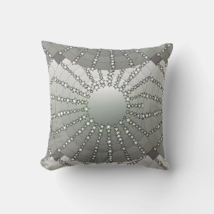 Mandala med stjärnor - silver grått-satatgradient kudde