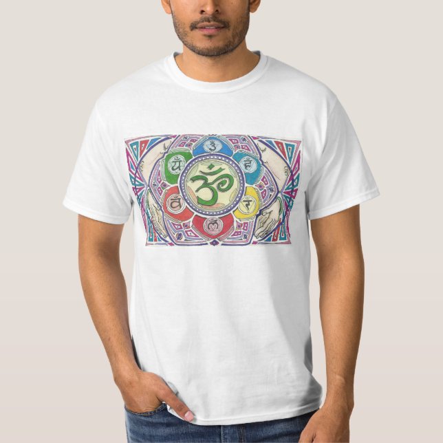 Mandala med T-tröja för fyra händer T-shirt (Framsida)