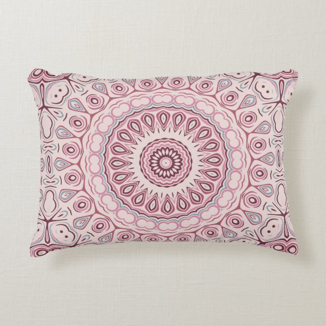 Mandala Medallion i Dusty Ro Rosa och Mauve Prydnadskudde (Framsidan)