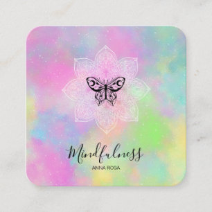 *~* Mandala Meditation Mindfulness Yoga Butterfly Fyrkantigt Visitkort