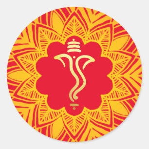 Mandala Mehendi Design Ganesh/ indisk gud Runt Klistermärke