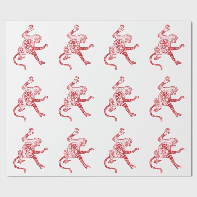 Mandala Monkey Wrapping Papper Presentpapper (Platt)