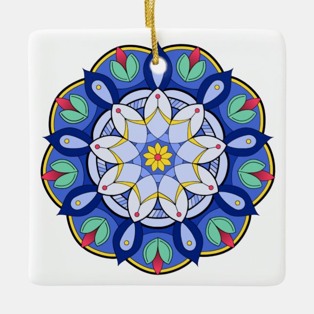 Mandala Mönster 01 Julgransprydnad Keramik (Framsida)