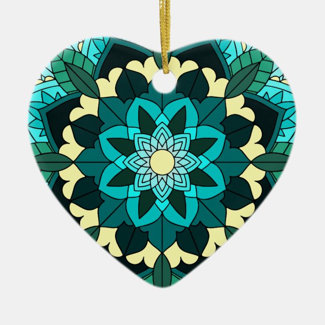 Mandala Mönster 02 i aqua Julgransprydnad Keramik (Framsidan)