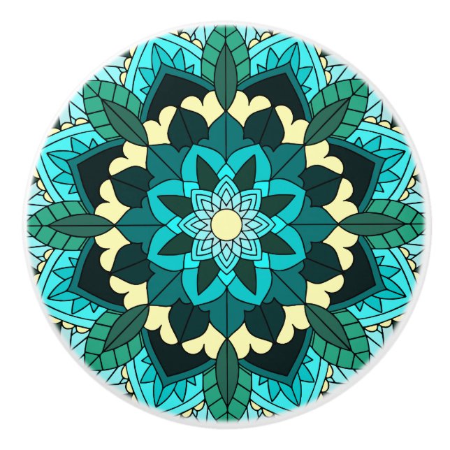Mandala Mönster 02 i aqua Knopp (Framsidan)